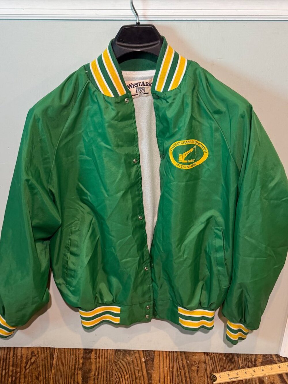 Vintage Satin Bomber Jacket Womens Size XL Made in USA Green Bay Packers Colors